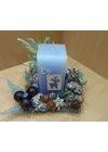 Rénszarvasos gyertya dísz kék színben