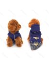 Elegáns bélelt kék télikabát kutyáknak, gombokkal díszítve, 25 cm háthossz