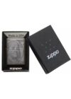 49025z Zippo öngyújtó Black Ice színben 100 USD képével, minden oldala gravírozva, díszdobozban