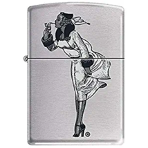 200 woman-smoking Zippo öngyújtó, ezüst színben - Windy Girl Grey Scale 1940s