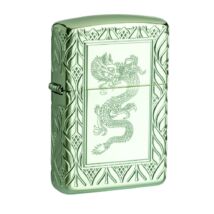 49054 Zippo öngyújtó Magasfényű zöld, Art Deco és sárkány mintáva