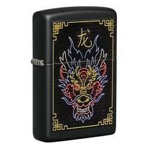 49396 Zippo öngyújtó, Matt fekete, neon sárkány minta