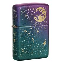 49448 Zippo öngyújtó -Irizáló türkiz-lila, csillagos ég holddal