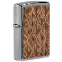 49708 Zippo öngyújtó Króm színben - Woodchuck diólevelek