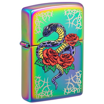 48395 Zippo öngyújtó, szivárványos színben - Kígyó rózsával