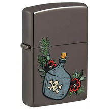 48409 Zippo öngyújtó, black ice színben -Tetoválós téma desing