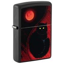 48453 Zippo öngyújtó, matt fekete alapon -Fekete macska