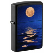 49810 Zippo öngyújtó Matt fekete, holdfényes tenger, UV fényben világít
