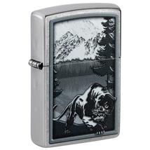 48381 Zippo öngyújtó, ezüst színben- Hegyi oroszlán