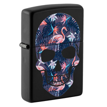49771 Zippo öngyújtó fekete színben - Flamingós koponya