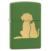 84737 Zippo öngyújtó zöld színben - Kutya és macska