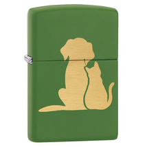 84737 Zippo öngyújtó zöld színben - Kutya és macska