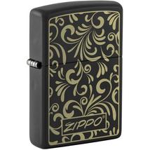 48152 Zippo öngyújtó Matt fekete -Arany virág motívum