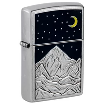 48632 Zippo öngyújtó utcai króm színben -Csillagos égbolt, hegyi táj