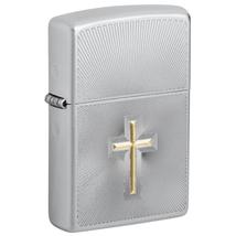 48581 Zippo öngyújtó szatén króm, kereszt