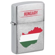 200-107332 Zippo öngyújtó szálcsiszolt króm, Magyarország térkép