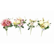 Selyemvirág csokor rózsa/csónakorchidea 22cm fehér