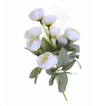Selyemvirág csokor tearózsa 5fej 30CM fehér