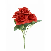 Selyemvirág rózsacsokor 27 cm piros