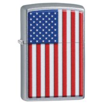 29722 Zippo öngyújtó, utcai csiszolt színben - Amerikai zászlós mintával