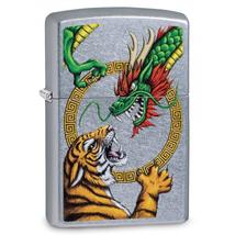 29837 zippo öngyújtó, utcai csiszoltalapon, tigris és sárkány