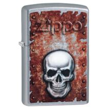 29870 Zippo öngyújtó, utcai csiszolt kivitelben - Zippo logóval és koponyával, ajándék 50DR Zippo díszdobozban