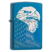29882 Zippo öngyújtó, polírozott kék színű alapon- Amerikai zászló