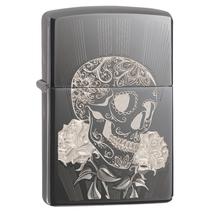 29883 Zippo öngyújtó, black ice színben- Koponya