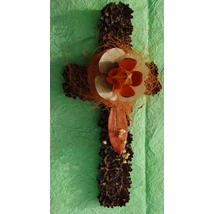 Mindszenti koszorú,narancs színű szárazvirág díszitéssel