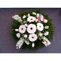 Kegyeleti koszorú,gerberával,jácinttal