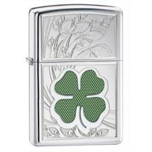 24699 Zippo öngyújtó, króm színű, lóherével