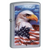 24764 Zippo öngyújtó, utcai csiszolt kivitelben - Amerikai szabadság jelképpel díszítve