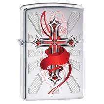 28526 Zippo öngyújtó, magas fényezésű króm színben - Kereszt