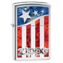 29095 Zippo öngyújtó, ezüst színű alapon fusion kivitelben, logóval  - Amerikai zászló