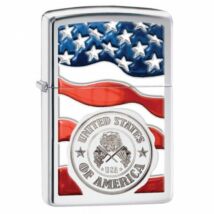 29395 Zippo öngyújtó, Fényes ezüst színben - Amerikai zászló