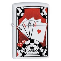 29690 Zippo öngyújtó, Matt fehér - Kártya Ászok emblémával