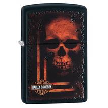 29654 Matt fekete Zippo öngyújtó, Harley Davidson® -Koponyás