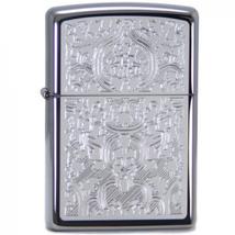 28469 Zippo öngyújtó, black ice színben, gravírozott levél mintával