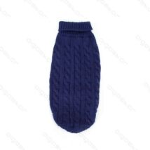 Kék egyszínű bebújós kötött kutyasweatter, 25cm háthossz