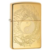 49024z Zippo öngyújtó  arany színben, Yin Yang szimbólum körül, tigris és sárkány