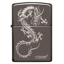 49030z Zippo öngyújtó Black Ice színben, kínai sárkány motívummal