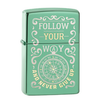 49161 Zippo öngyújtó Fényes zöld, két tónusú gravírozással, Fallow Your Way
