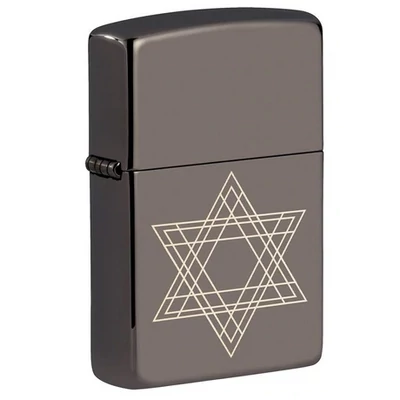 49685 Zippo öngyújtó Black Ice színben, Dávid csillag