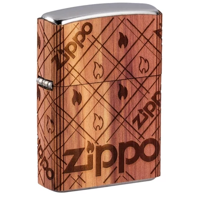 49331 Zippo öngyújtó Utcai króm, fából készült borítással WOODCHUCK