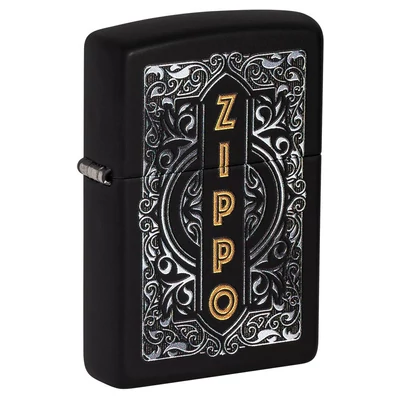 49535 Zippo öngyújtó Matt fekete, filigrán minta, Zippo logó