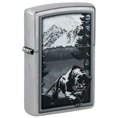 48381 Zippo öngyújtó, ezüst színben- Hegyi oroszlán