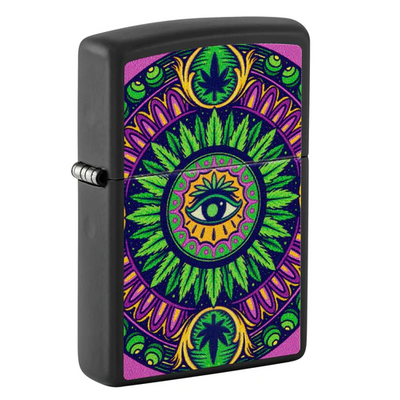 48583 Zippo öngyújtó fekete színben - Cannabis Pattern Design