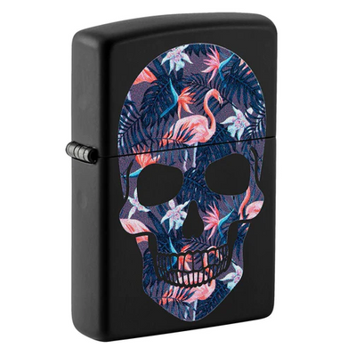 49771 Zippo öngyújtó fekete színben - Flamingós koponya