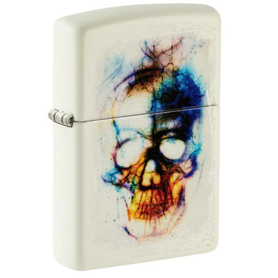 48563 Zippo öngyújtó fehér színben - Színes koponya