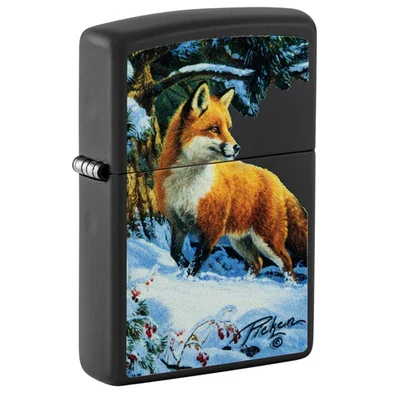 48596 Zippo öngyújtó fekete színben - Linda Picken: Fox in Snow